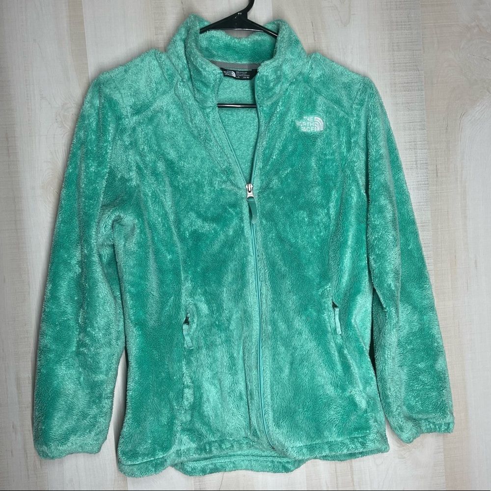 The North Face fleece green jacket coat, size lg 14/16